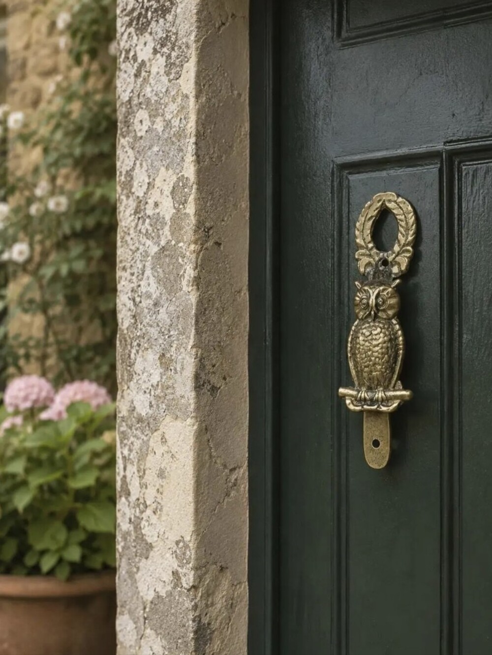 Antique Cast Brass Owl Door Knocker